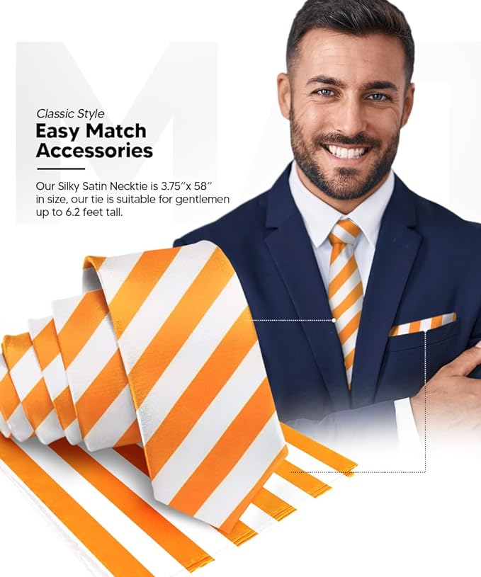 Vittorio Farina Men's Striped Satin Necktie & Pocket Square