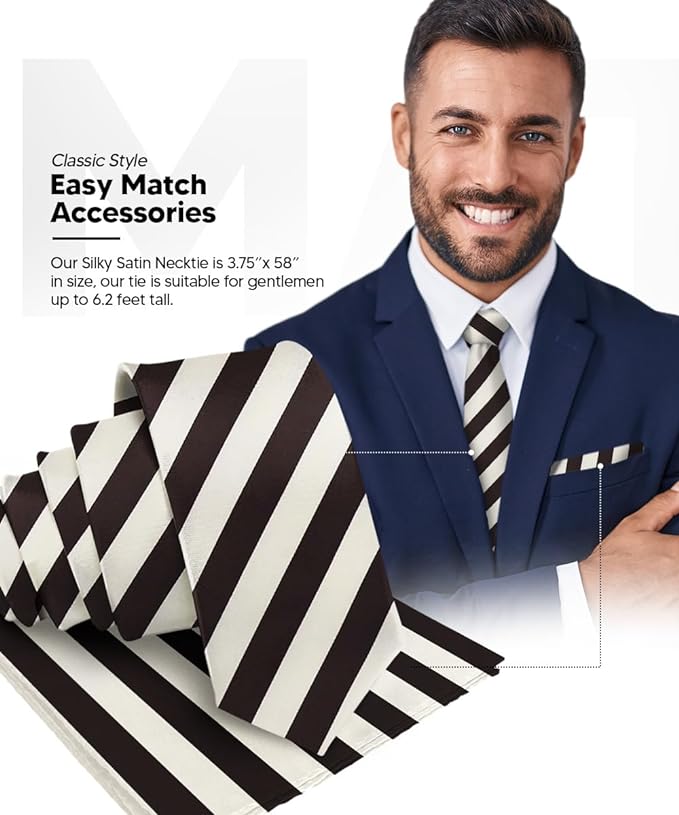 Vittorio Farina Men's Striped Satin Necktie & Pocket Square