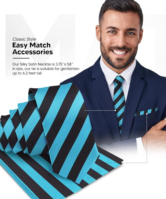 Vittorio Farina Men's Striped Satin Necktie & Pocket Square