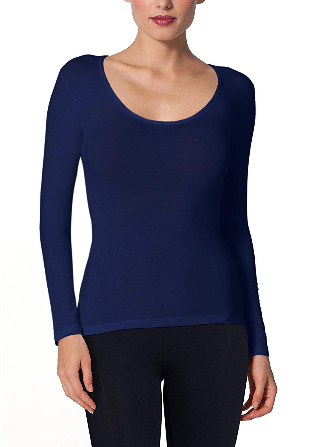 EGI Luxury Modal Women's Long Sleeved T-Shirt. Proudly Made in Italy (Deep Crew Neck).