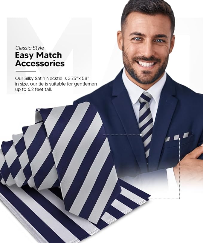 Vittorio Farina Men's Striped Satin Necktie & Pocket Square