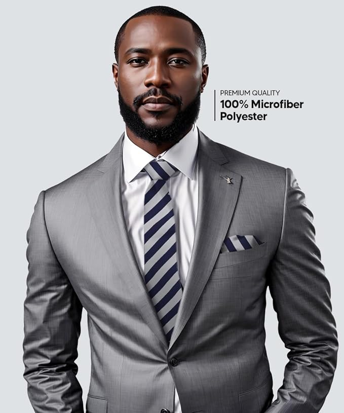 Vittorio Farina Men's Striped Satin Necktie & Pocket Square