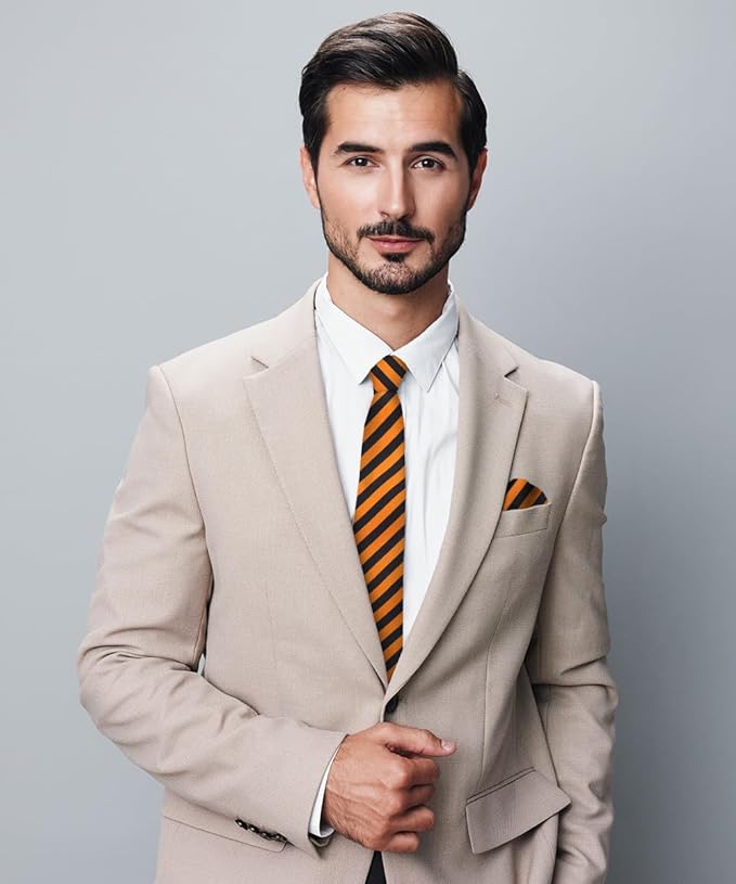 Vittorio Farina Men's Striped Satin Necktie & Pocket Square