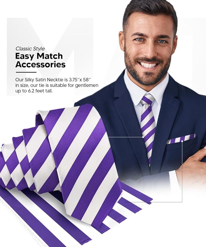 Vittorio Farina Men's Striped Satin Necktie & Pocket Square