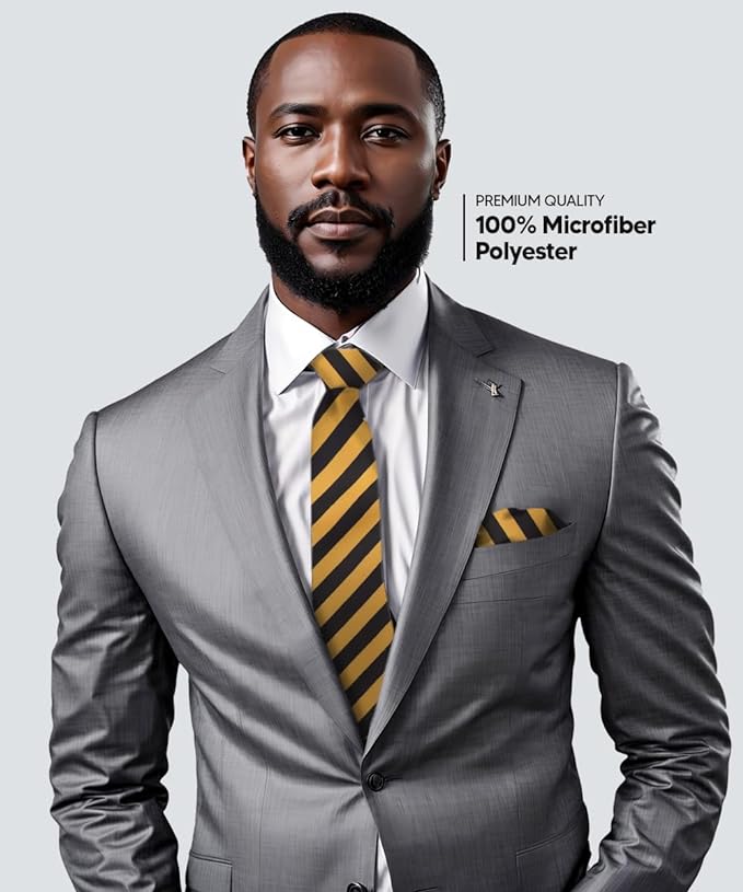 Vittorio Farina Men's Striped Satin Necktie & Pocket Square