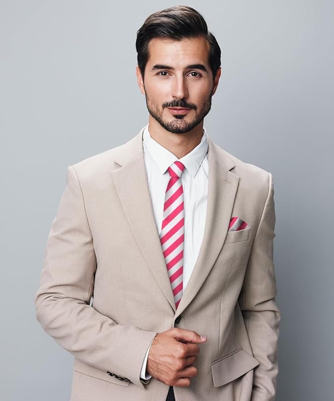 Vittorio Farina Men's Striped Satin Necktie & Pocket Square