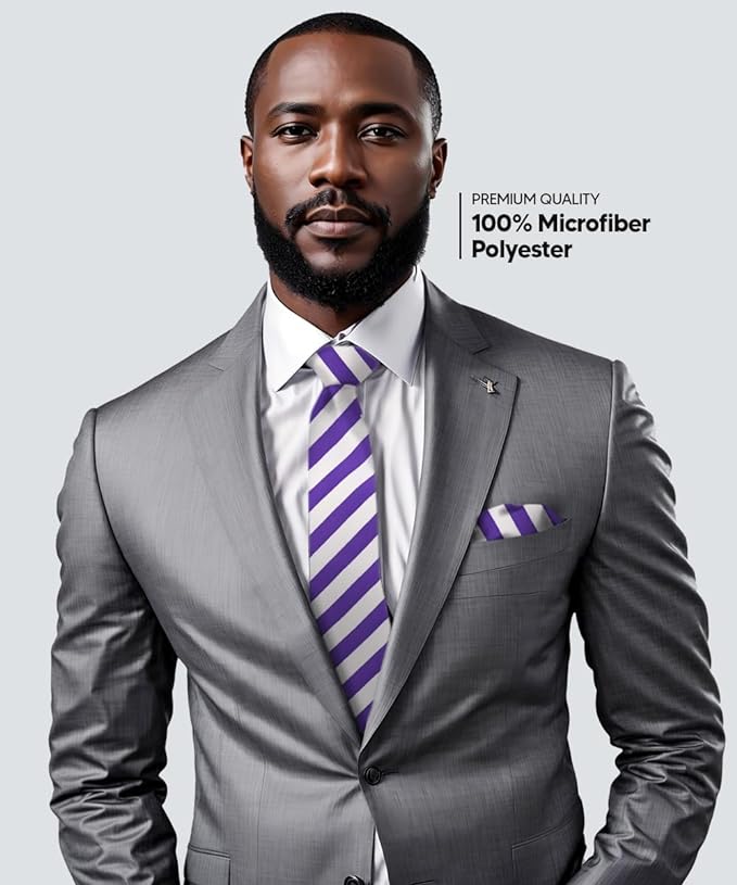 Vittorio Farina Men's Striped Satin Necktie & Pocket Square