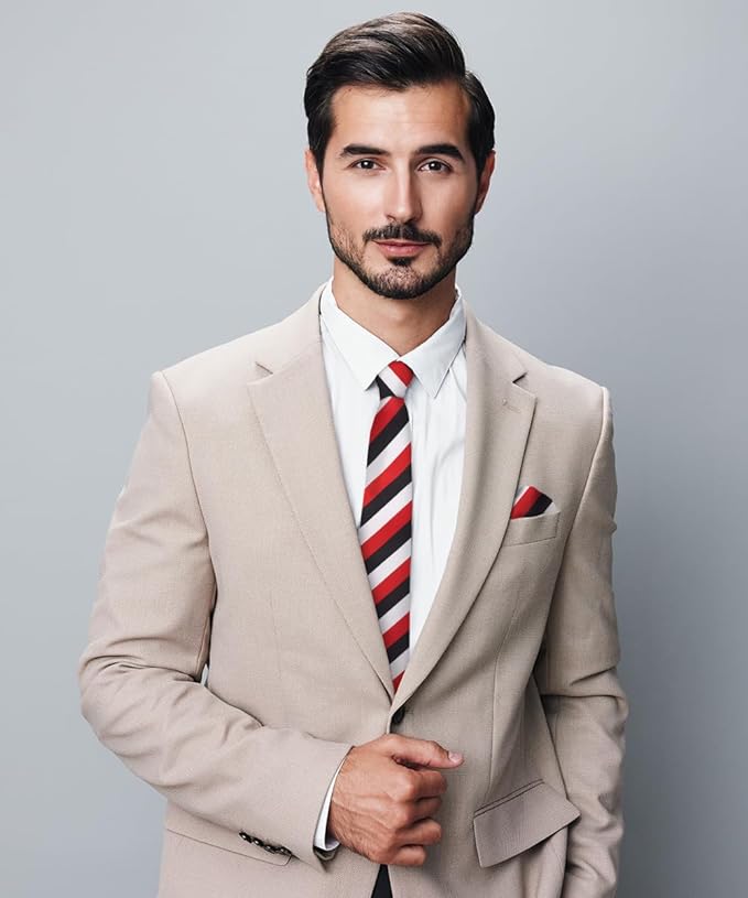 Vittorio Farina Men's Striped Satin Necktie & Pocket Square