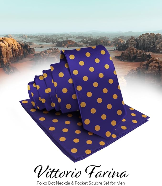 Vittorio Farina Men's Polka Dot Satin Necktie & Pocket Square