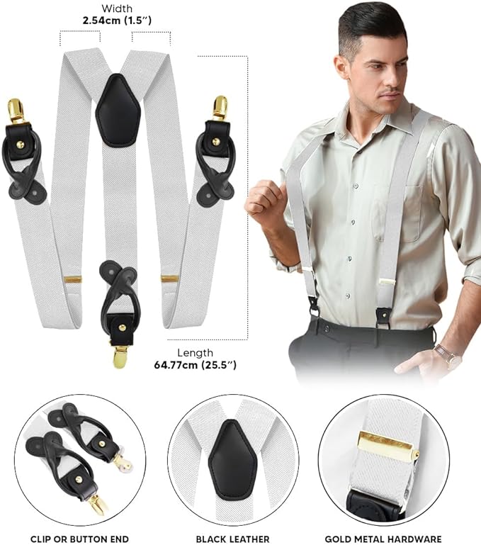 Vittorio Farina Men's Convertible Suspender in Gift Box: 70% Polyester & 30% Elastomer - Concordia Style Boutique