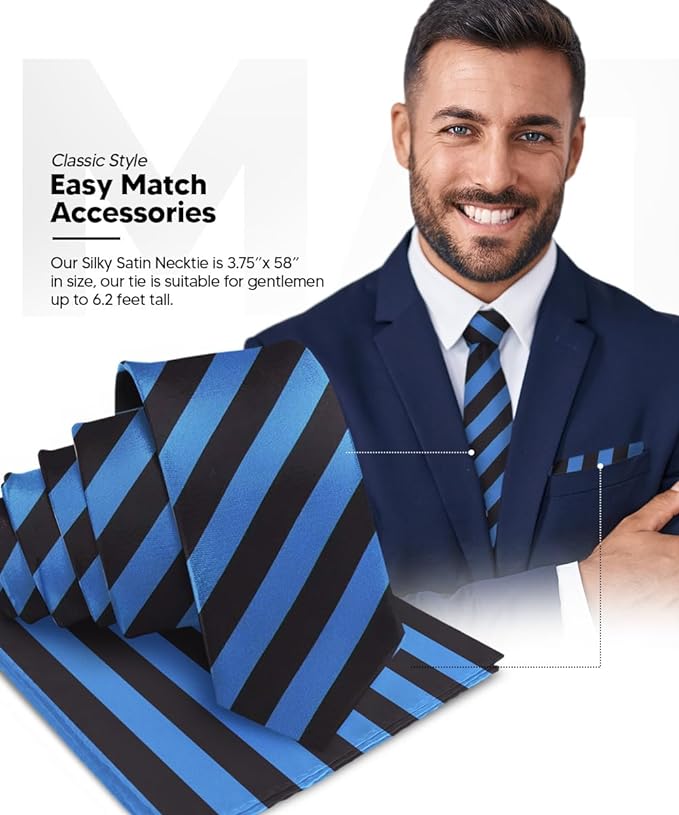 Vittorio Farina Men's Striped Satin Necktie & Pocket Square