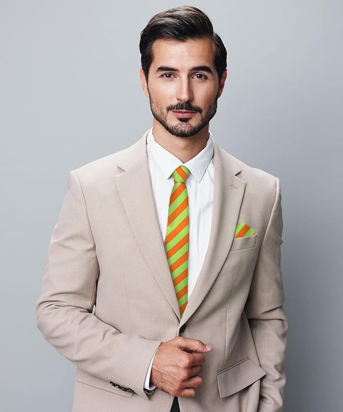 Vittorio Farina Men's Striped Satin Necktie & Pocket Square