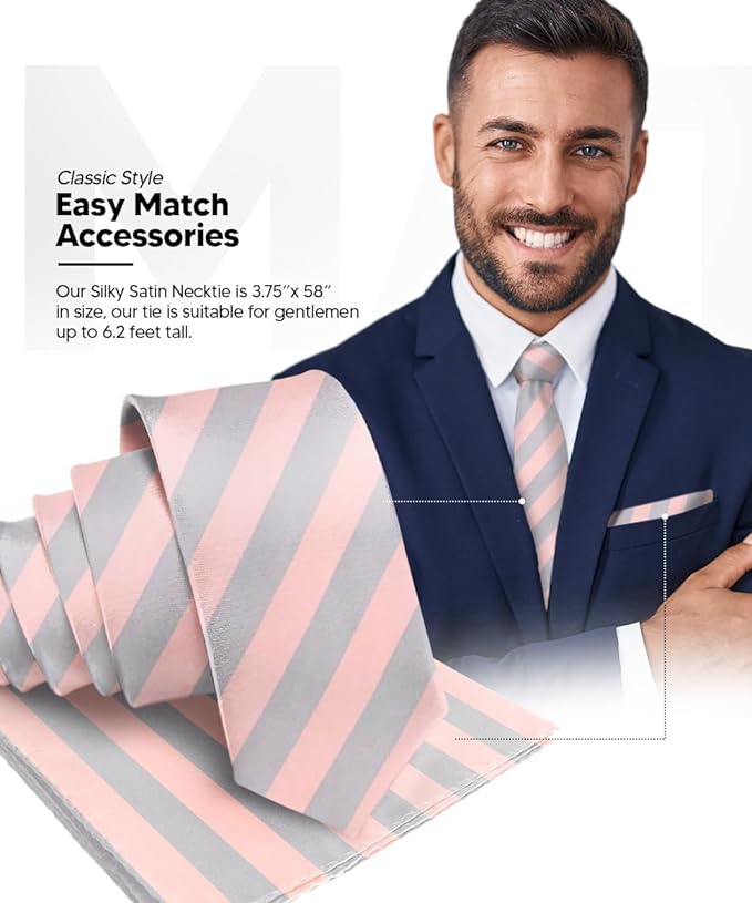 Vittorio Farina Men's Striped Satin Necktie & Pocket Square