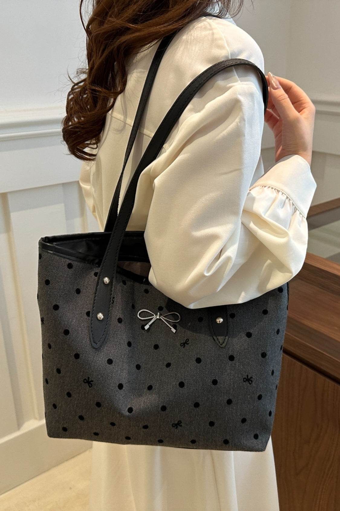 Bow Trim Polyester Tote Bag - Concordia Style Boutique