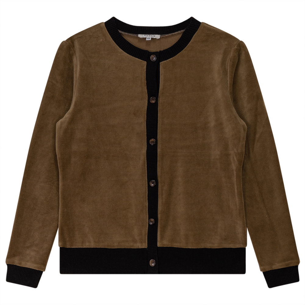 Velour Round Neck Cardigan - Concordia Style Boutique