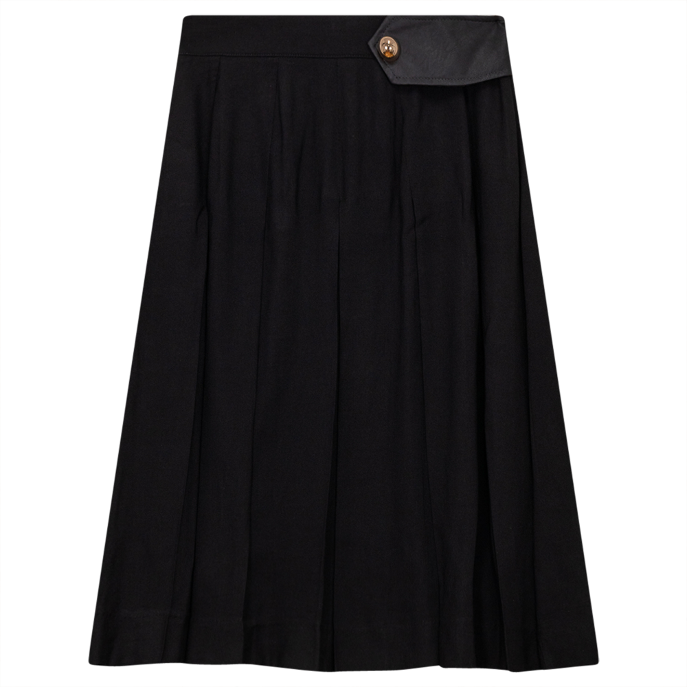 Pleated Skirt With Black Leather Tab - Concordia Style Boutique