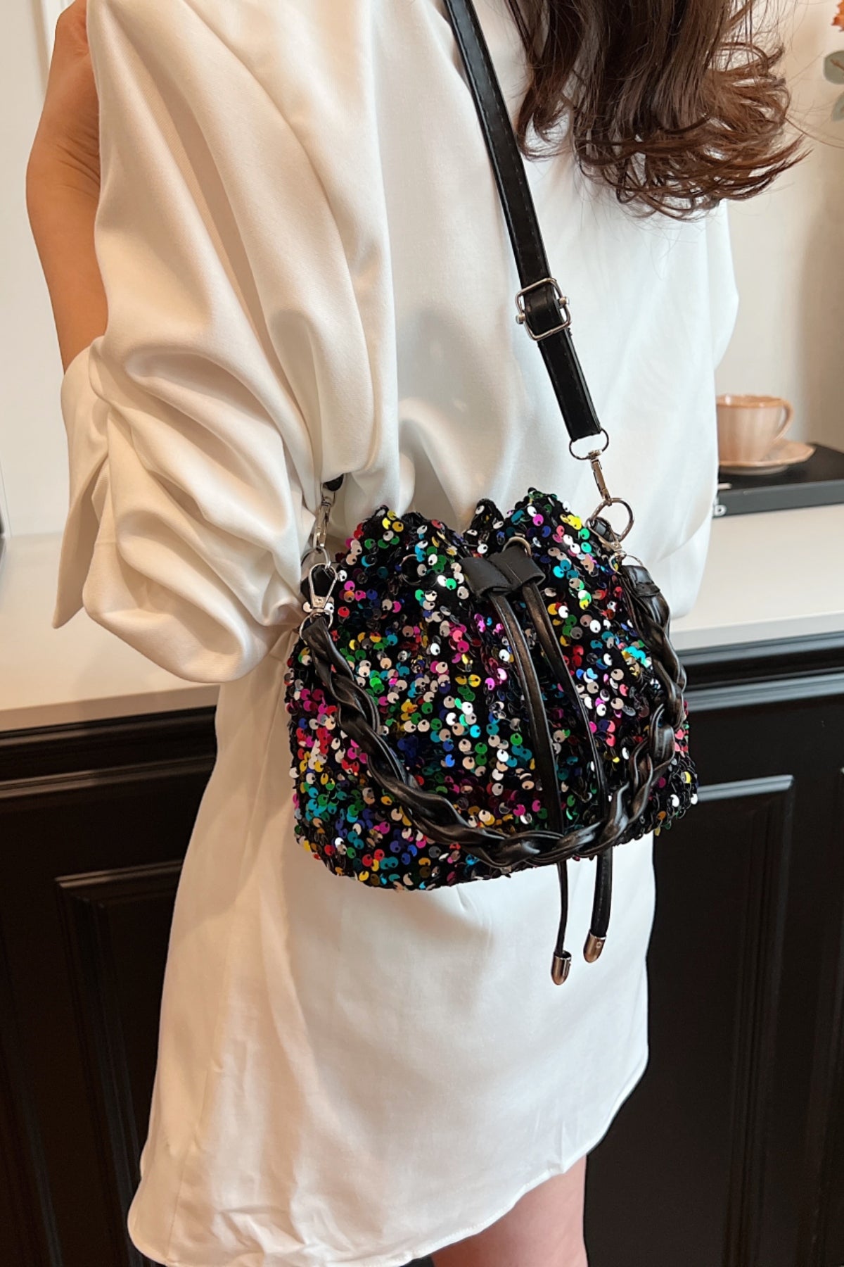 Sequin Drawstring Bucket Bag - Premium Bucket Bag from Concordia Style Boutique - Just $19.34! Shop now at Concordia Style Boutique