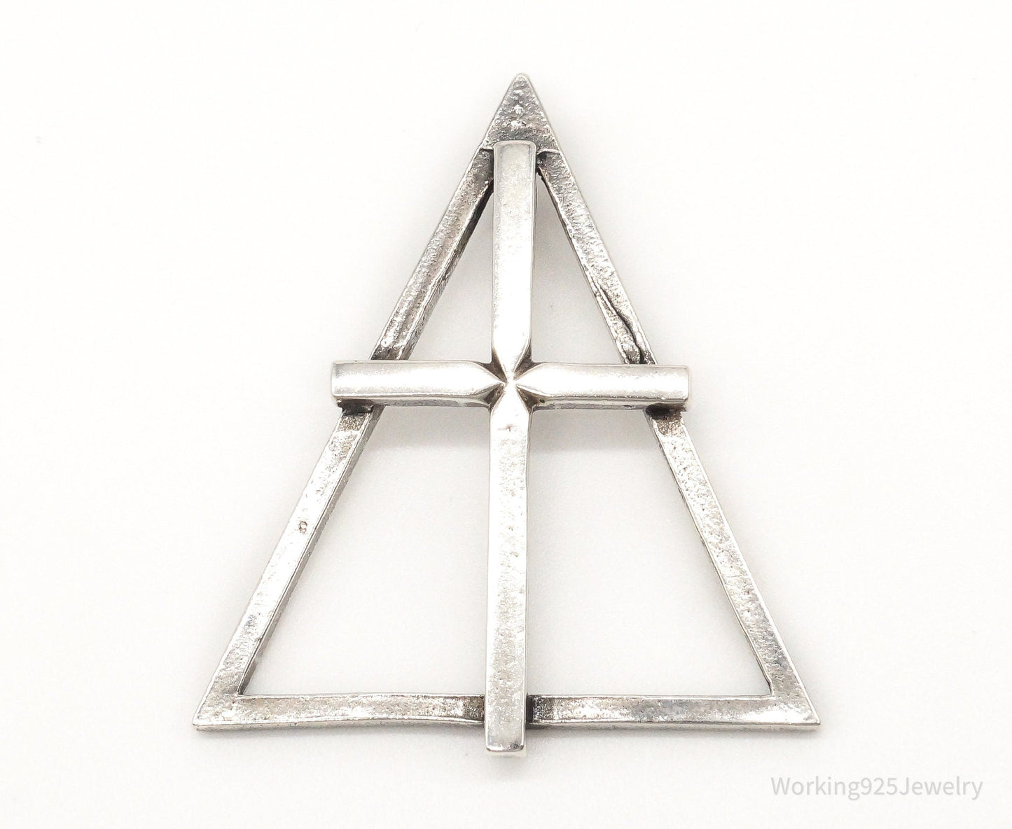 Large Antique Cross Sterling Silver Pendant