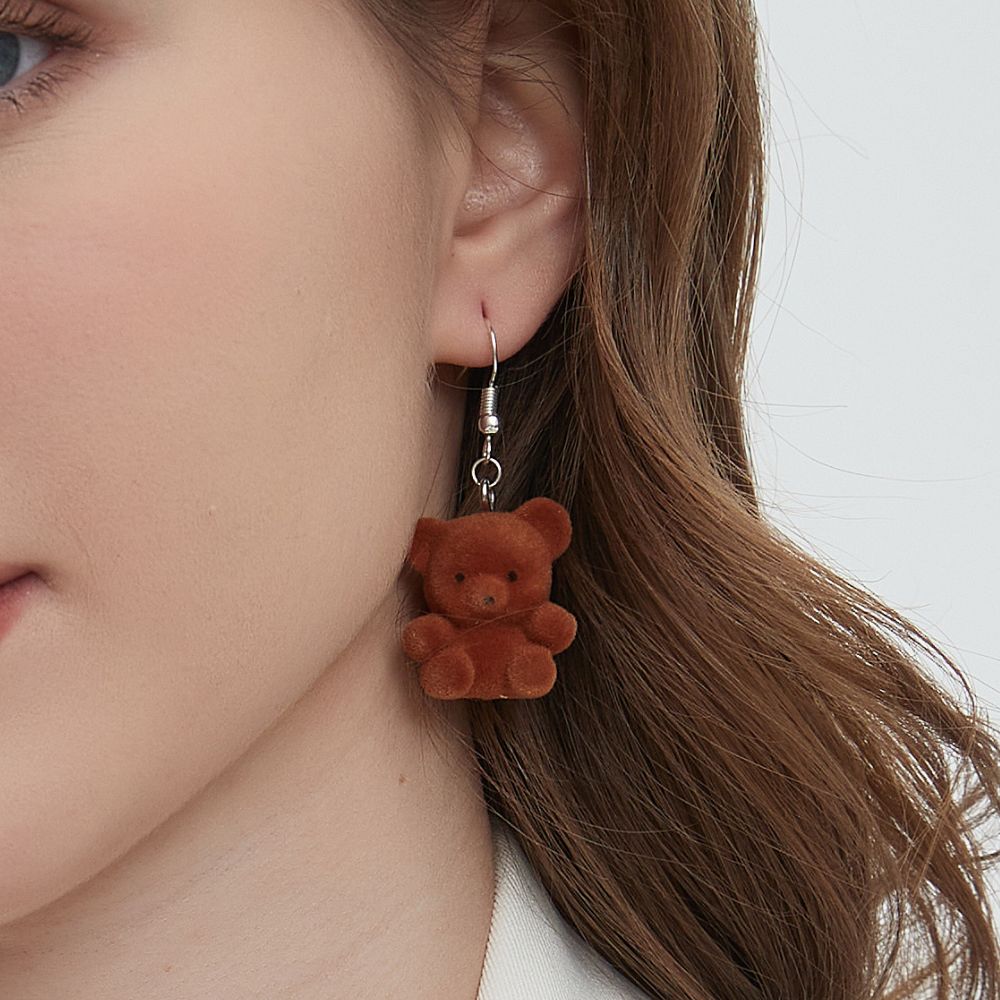 FUZZY TEDDY BEAR EARRINGS (PAIR) - Concordia Style Boutique