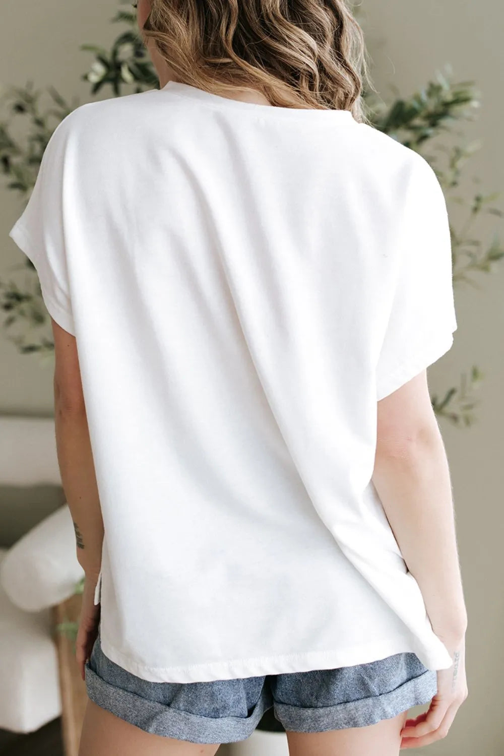 Floral Applique Notched Dolman Sleeve Top - Concordia Style Boutique