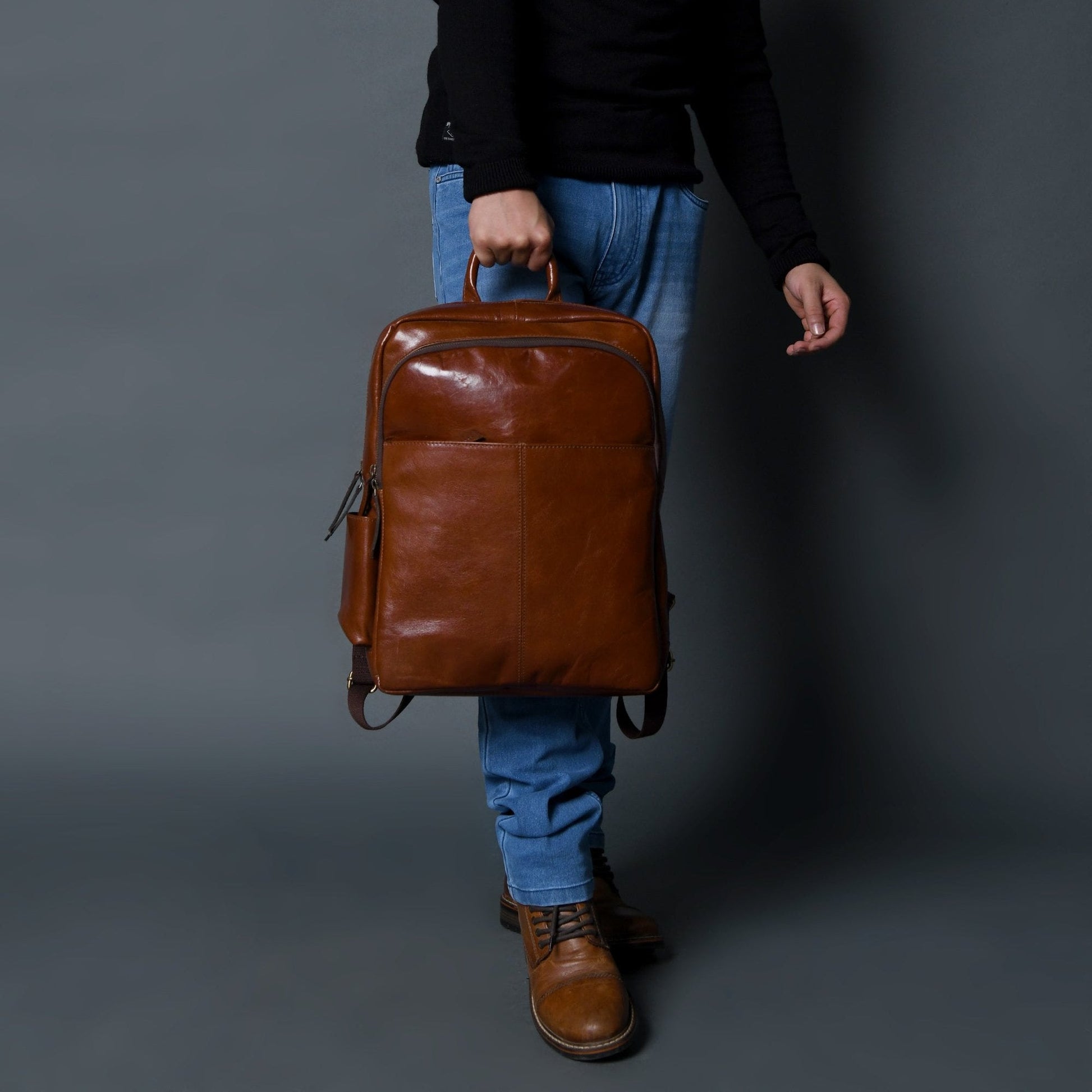 Luxury Italian Leather Backpack, Tan - Concordia Style Boutique
