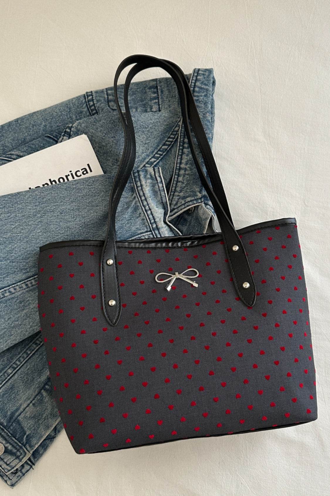 Bow Trim Polyester Tote Bag - Concordia Style Boutique