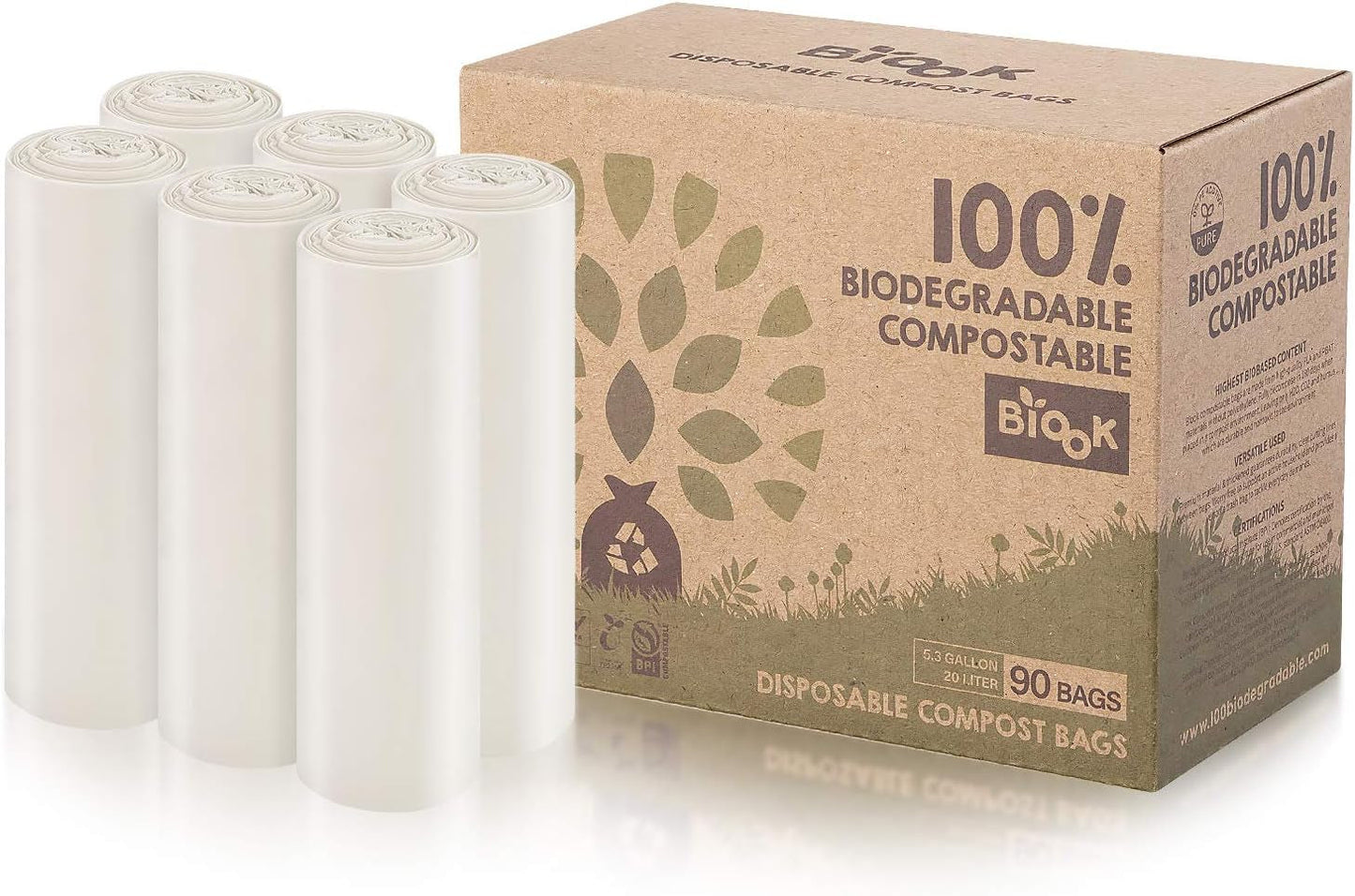 BIOOK Compostable Dog Poop Bags – Eco-Friendly, Leak-Proof, Certified Compostable