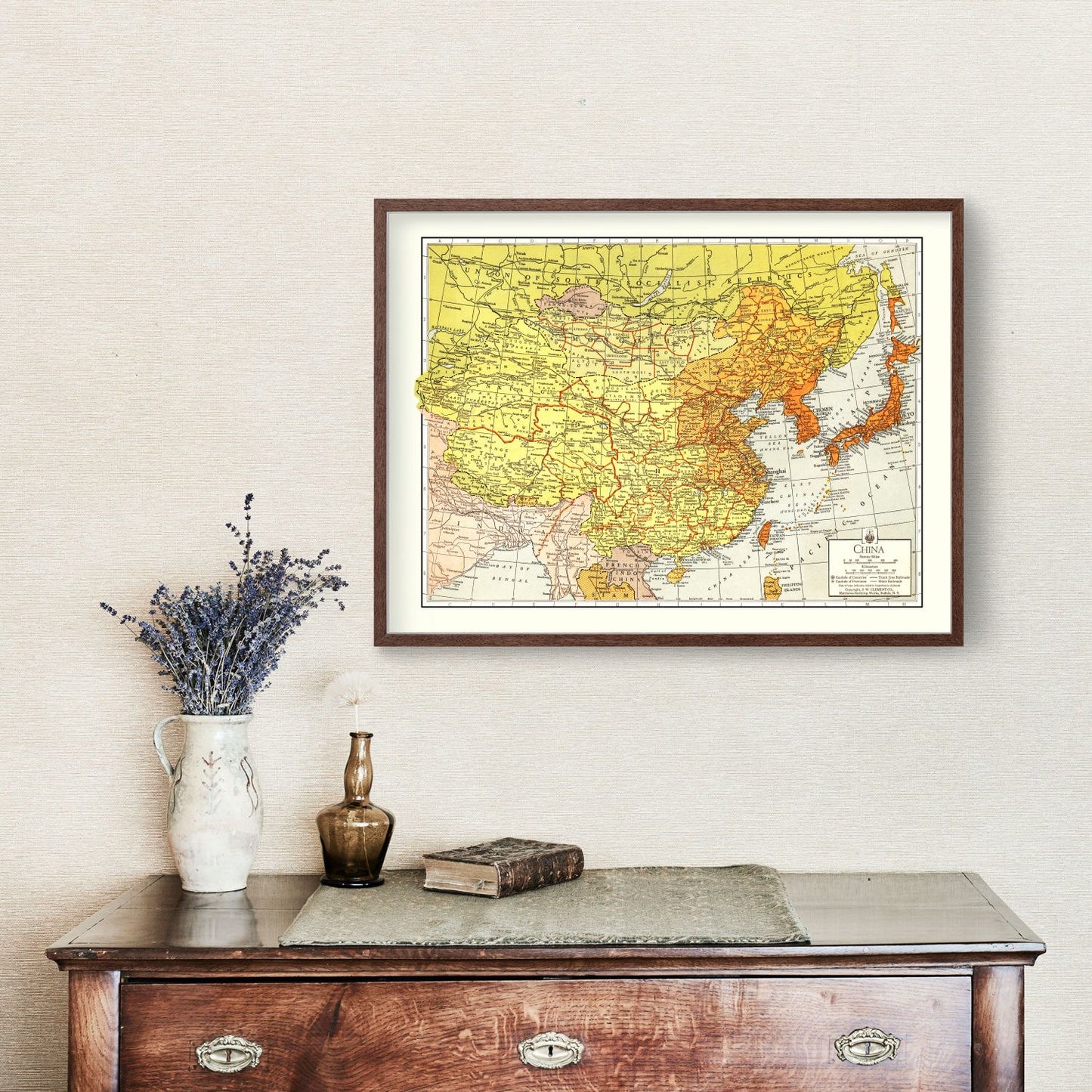 Vintage Map of China 1943 - Concordia Style Boutique