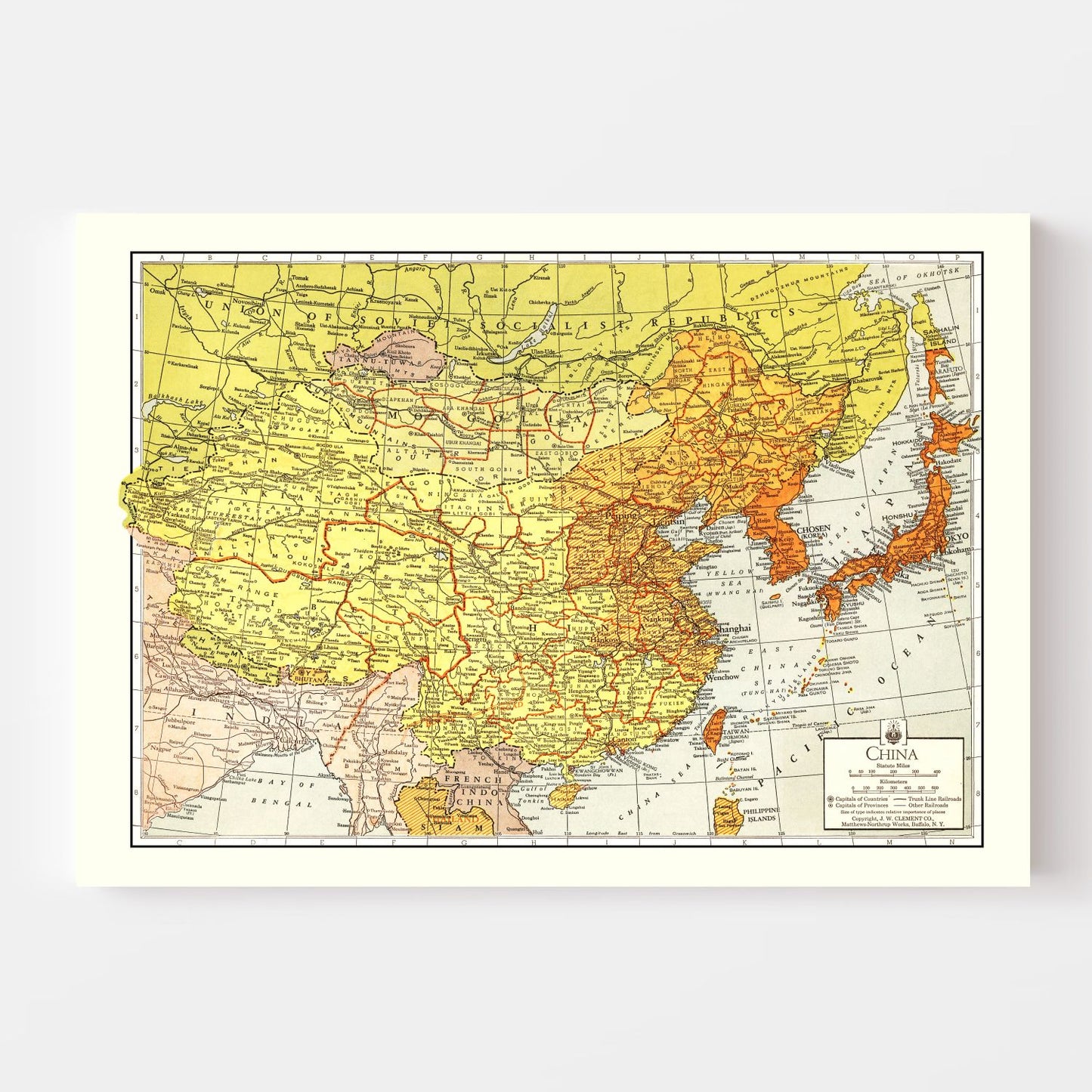 Vintage Map of China 1943 - Concordia Style Boutique