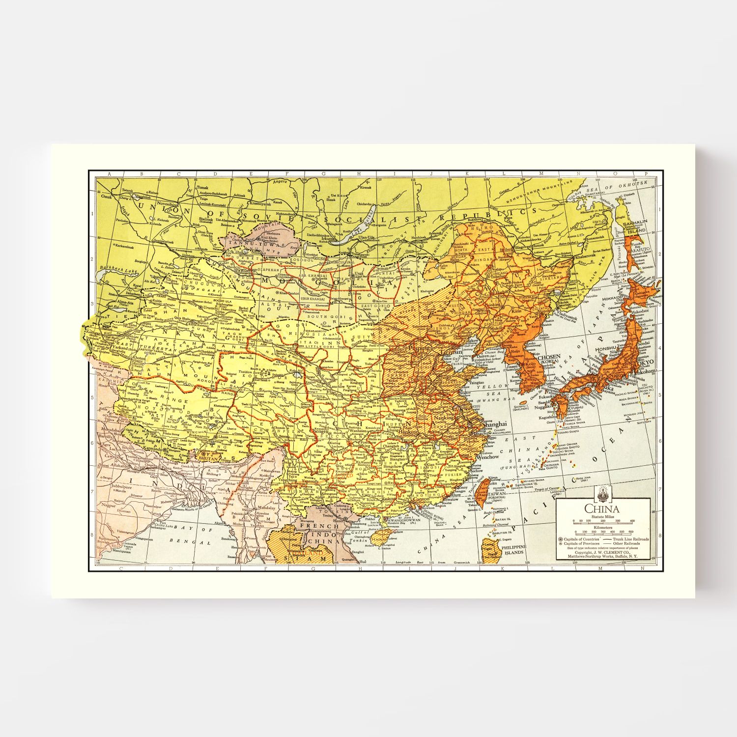 Vintage Map of China 1943 - Concordia Style Boutique