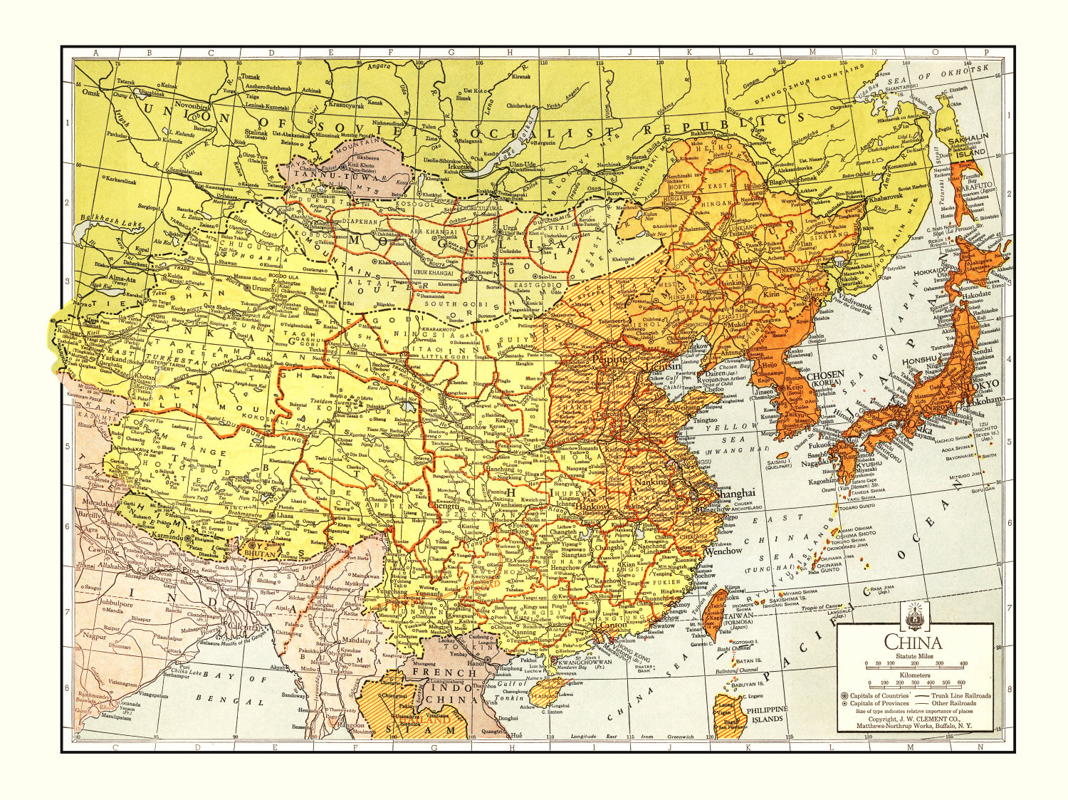 Vintage Map of China 1943 - Concordia Style Boutique