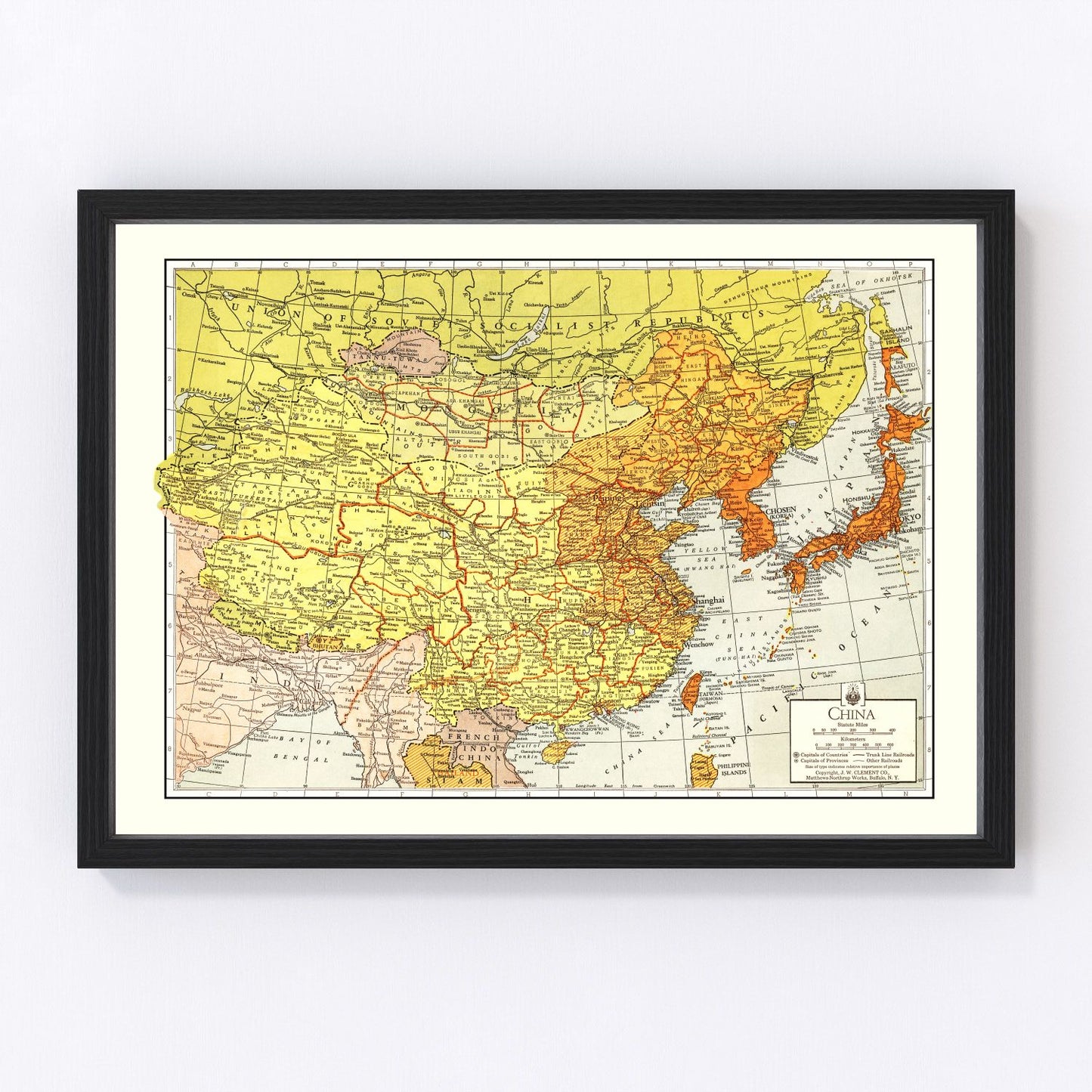 Vintage Map of China 1943 - Concordia Style Boutique