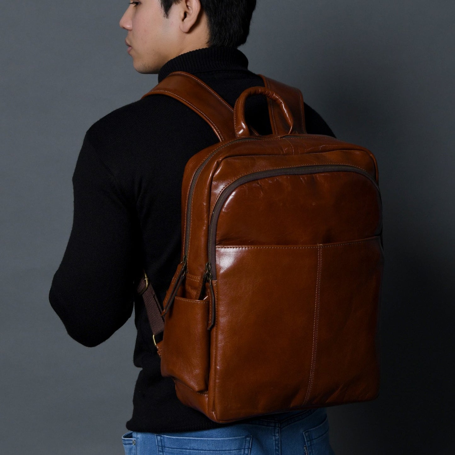 Luxury Italian Leather Backpack, Tan - Concordia Style Boutique