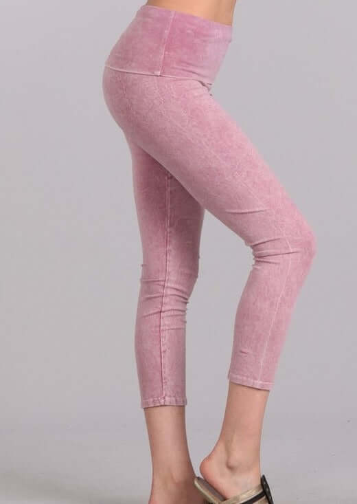 Rose Lilac Mineral Washed Capri Leggings - Concordia Style Boutique