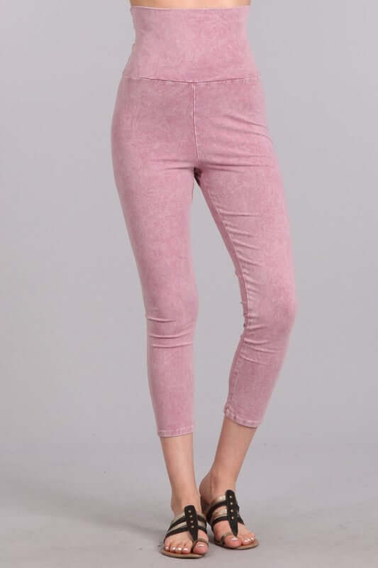 Rose Lilac Mineral Washed Capri Leggings - Concordia Style Boutique