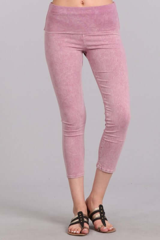 Rose Lilac Mineral Washed Capri Leggings - Concordia Style Boutique