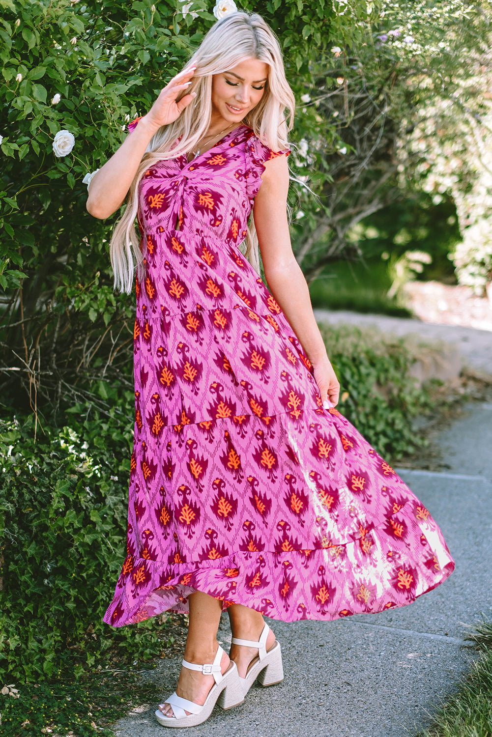 Adalee Retro Ruffled Sleeve Maxi Dress - Concordia Style Boutique