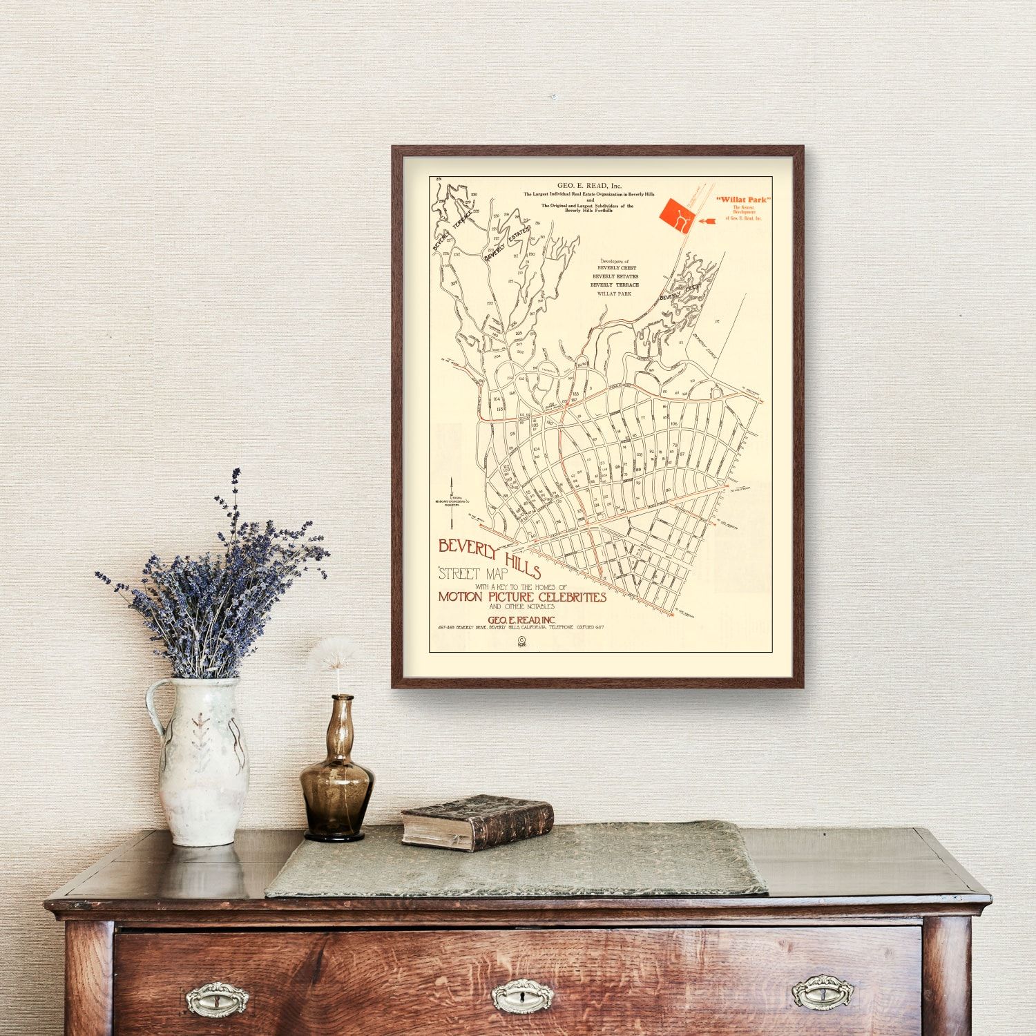 Vintage Beverly Hills, CA Street Map 1926 - Concordia Style Boutique
