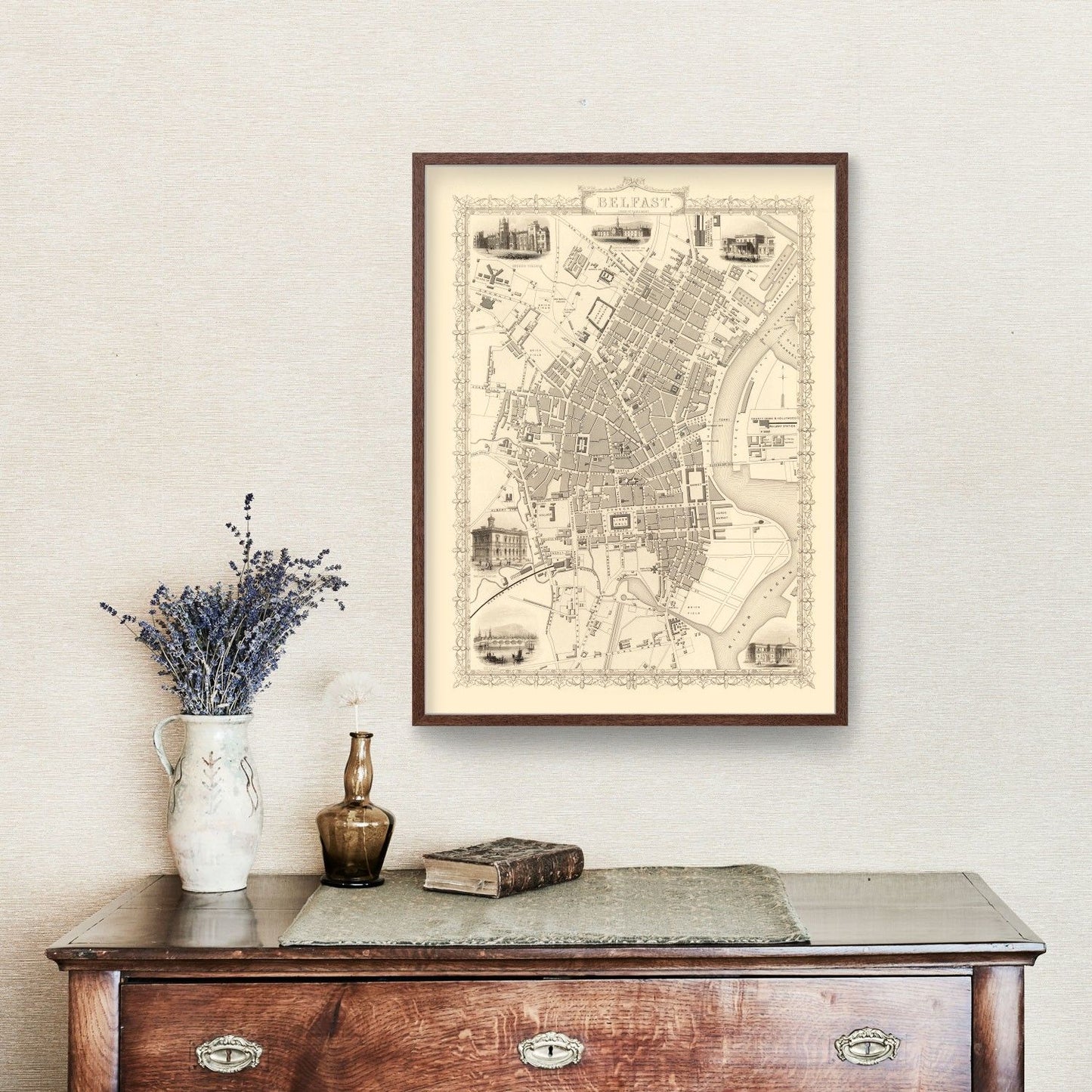 Vintage Map of Belfast, United Kingdom 1851 - Concordia Style Boutique