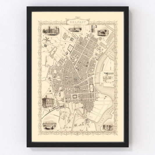 Vintage Map of Belfast, United Kingdom 1851 - Concordia Style Boutique