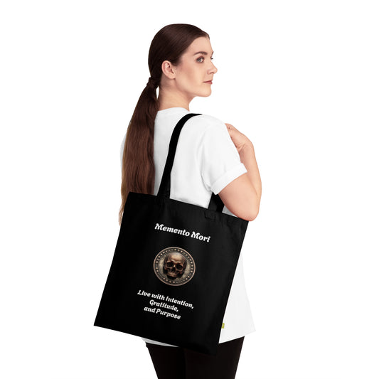 "Memento Mori" Organic Cotton Tote Bag - "Live with Intention, Gratitude, and Purpose" - Premium Bags from Concordia Style Boutique - Just $22.71! Shop now at Concordia Style Boutique