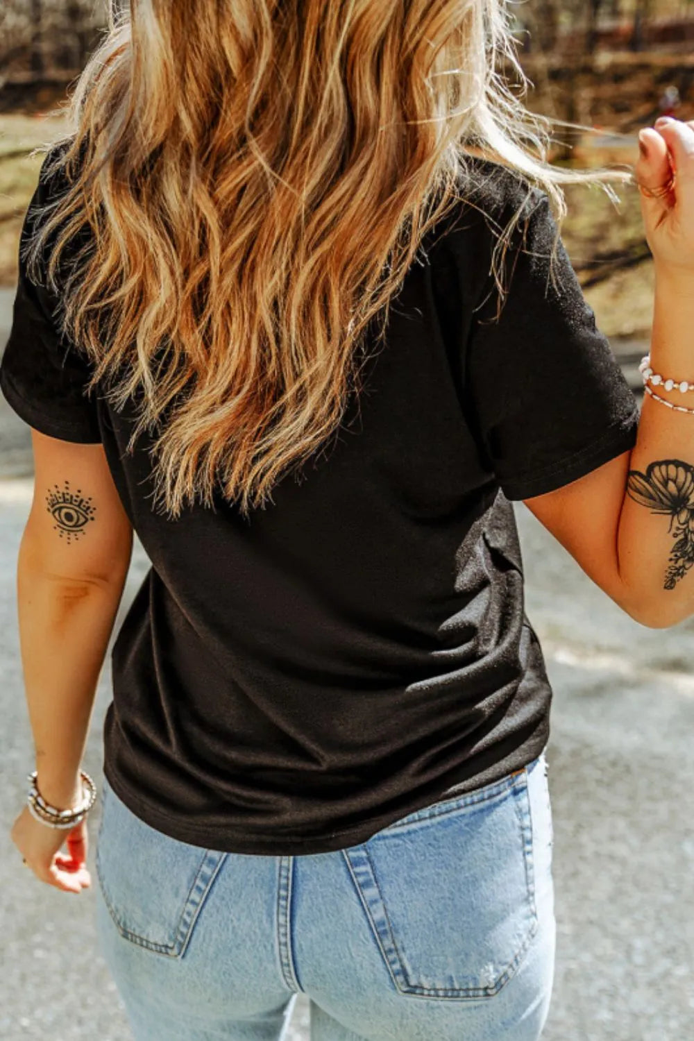 Embroidered Round Neck Short Sleeve T-Shirt - Concordia Style Boutique