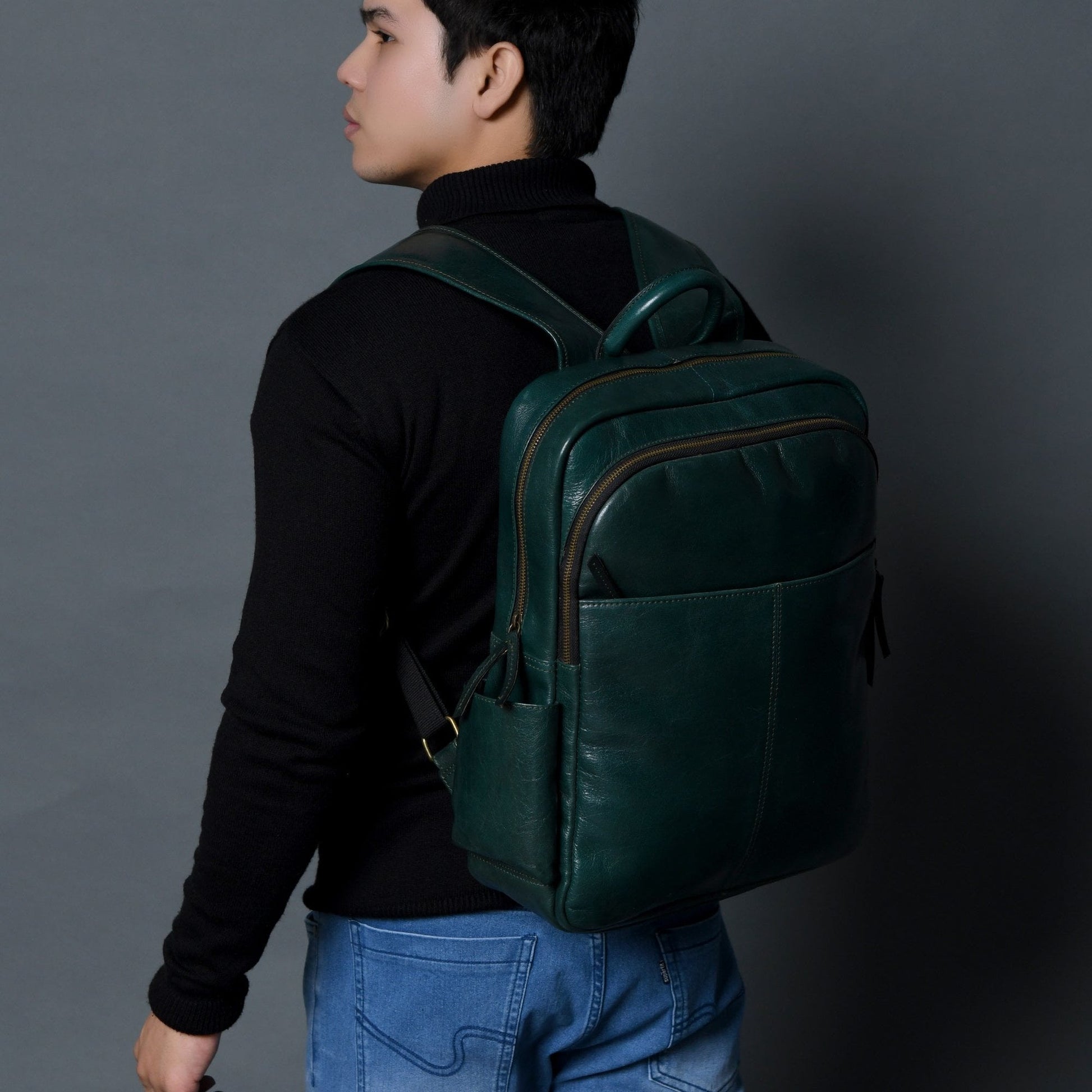 Luxury Italian Leather Backpack, Green - Concordia Style Boutique