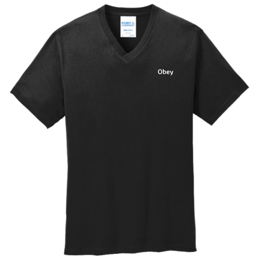 Mens V-Neck - "Obey" - Premium shirt from Concordia Style Boutique - Just $18.86! Shop now at Concordia Style Boutique