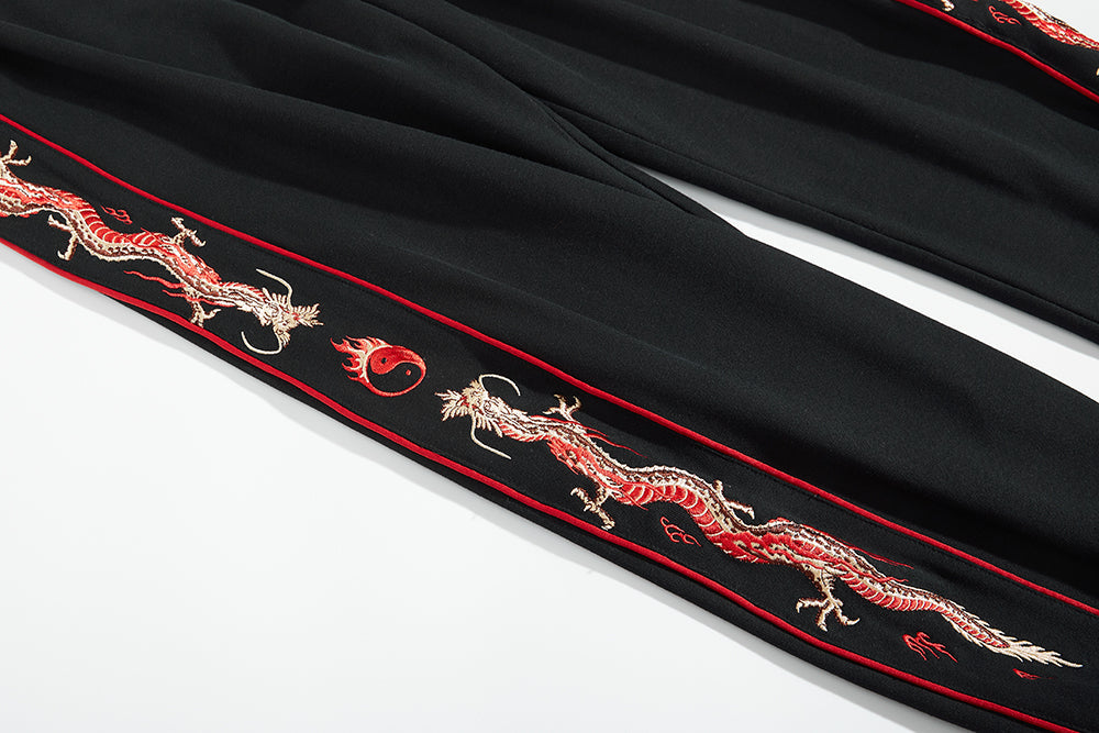 KH7061 Dragon Embroidery Joggers - Concordia Style Boutique