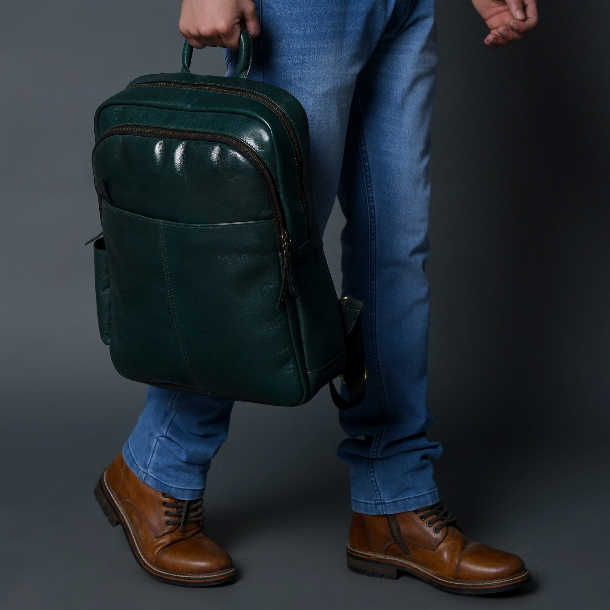 Luxury Italian Leather Backpack, Green - Concordia Style Boutique