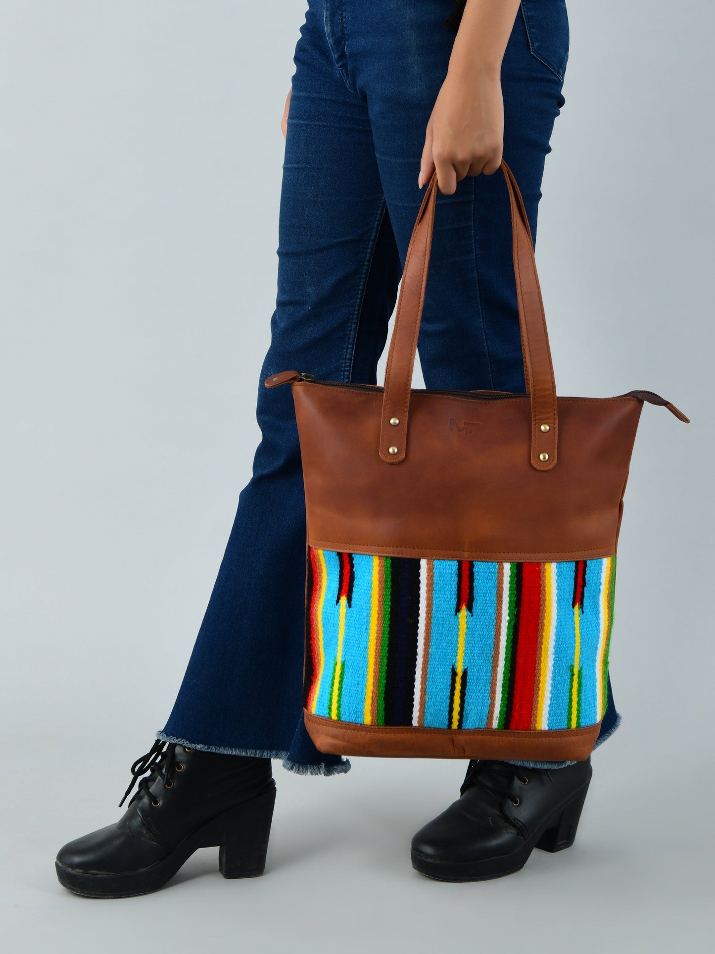 Multicoloured Leather Tote Bag - Concordia Style Boutique