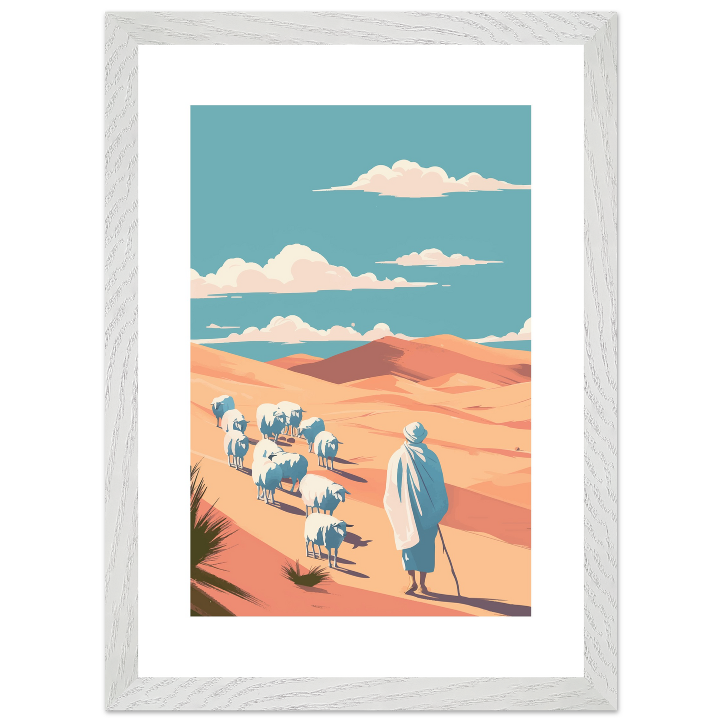 Shepherd Beneath the Desert Sky Framed Art