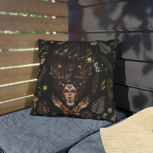 "Witch of the Wood" Outdoor Throw Pillows
