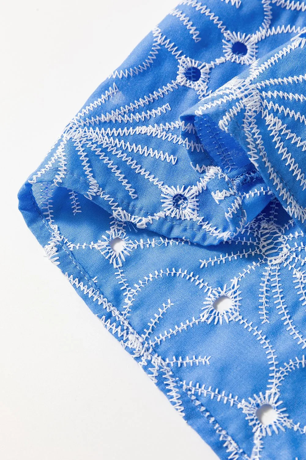 Eyelet Flower Embroidery Flounce Sleeve Blouse - Concordia Style Boutique